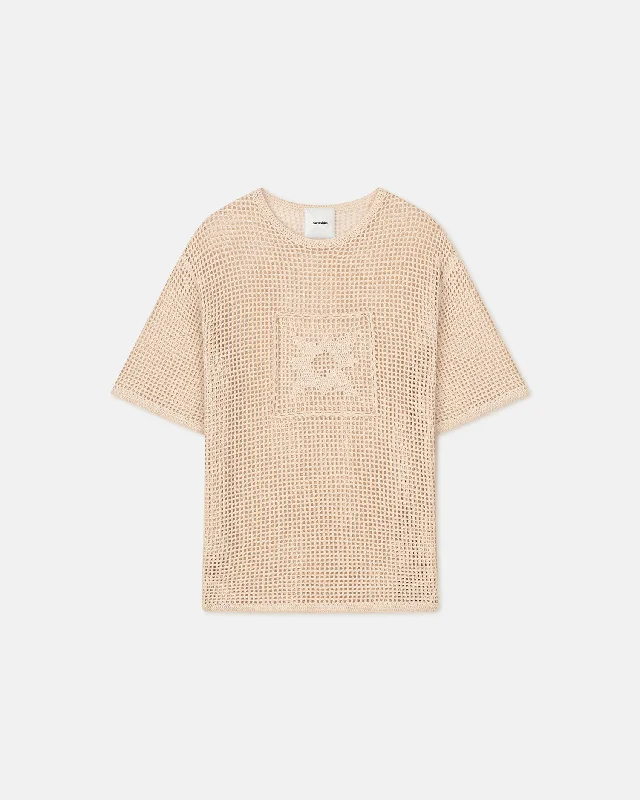 Estienne - Crochet Lace T-Shirt - CremeKnitted Tee