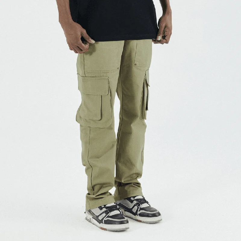 Army Green Pocket Zipper Straight Workwear Casual PantsRiding Pants