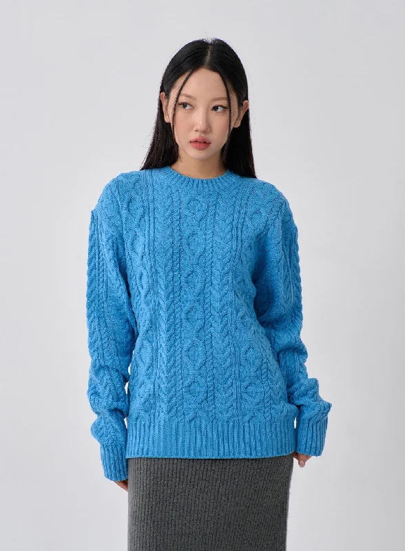 Twist Pattern Knit Unisex CN09Knitted Crop