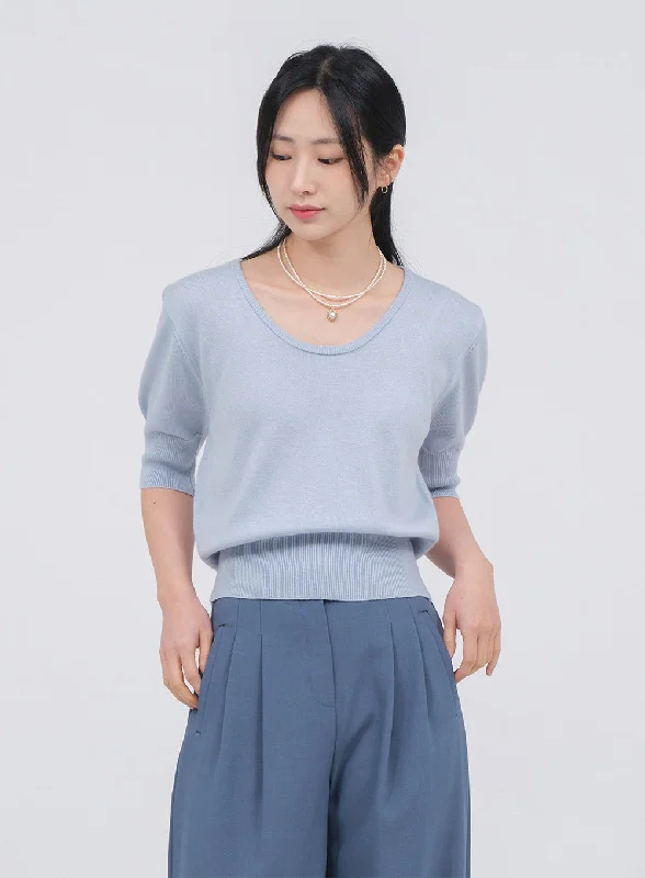 Scoop Neck Knit U1502Knit V-Neck