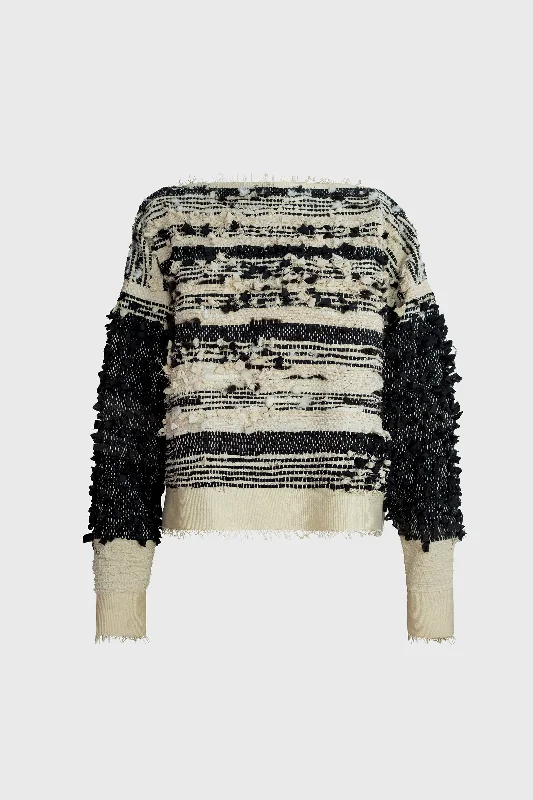 Extruded Woven Sweater - Black & White WoolKnit Fitted