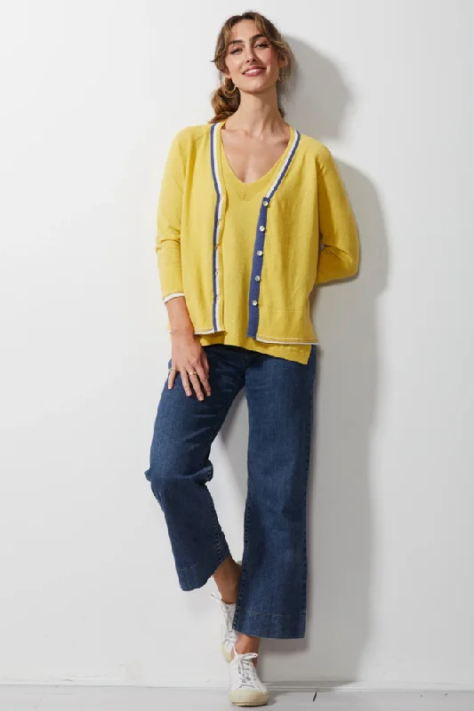 Hand Work Cardi By LD & CoKnitted Ribbed