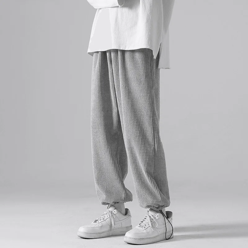 Drawstring Trousers Wide-Leg Straight-Leg Sports SweatpantsPatched Pants