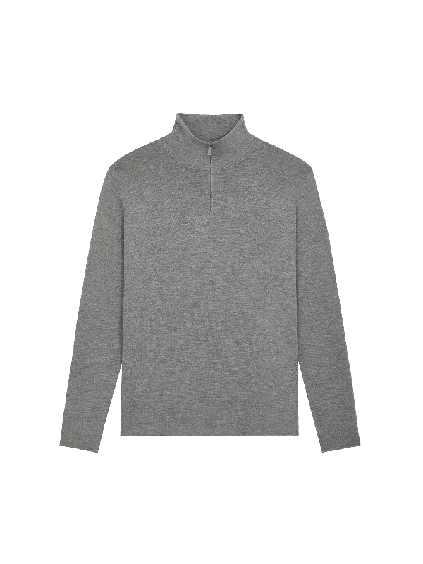 Mens Regenerative Merino Wool Half-Zip Sweater—grey marlKnit Collared