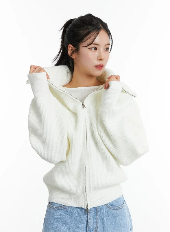 Full Zip-Up Knit Sweater ON329Knit Hoodie