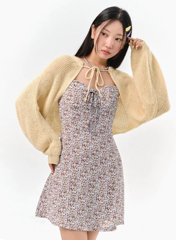 Front Tie Knit Bolero IS301Knit Floral