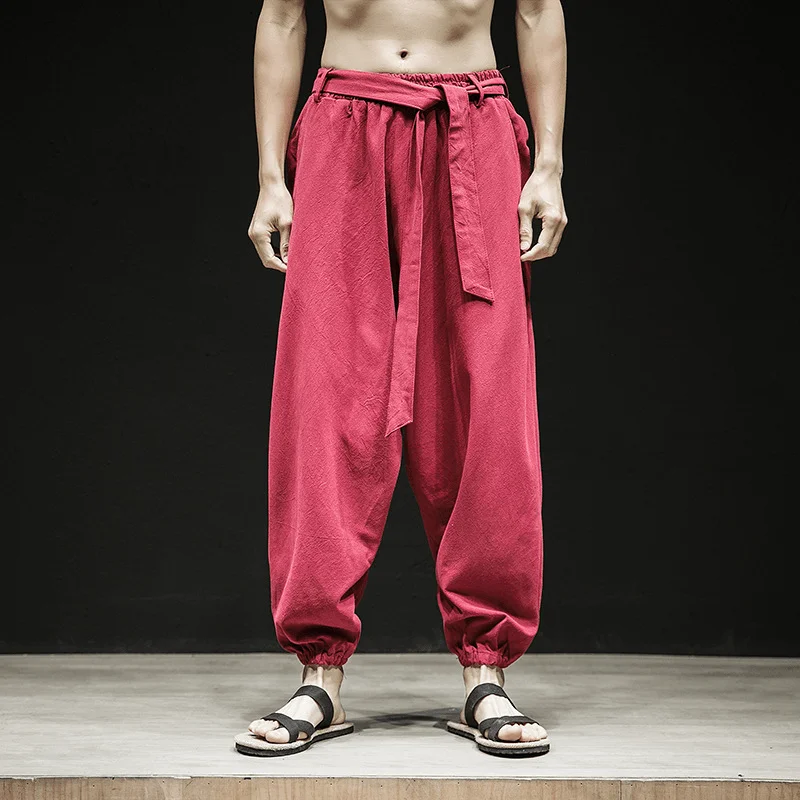 Spring and Summer New Chinese Style Pants Men'S Elastic Band WidthPrinted Pants