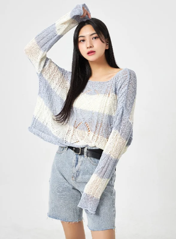 Mesh Stripe Sweater BA310Knit Summer