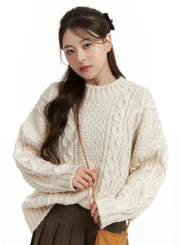 Cable Knit Sweater OJ412Knitted Top