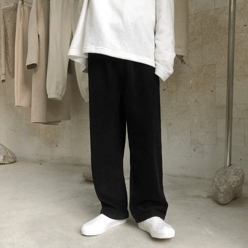 Trendy Sporty Wide-Leg Straight-Leg PantsWool Pants