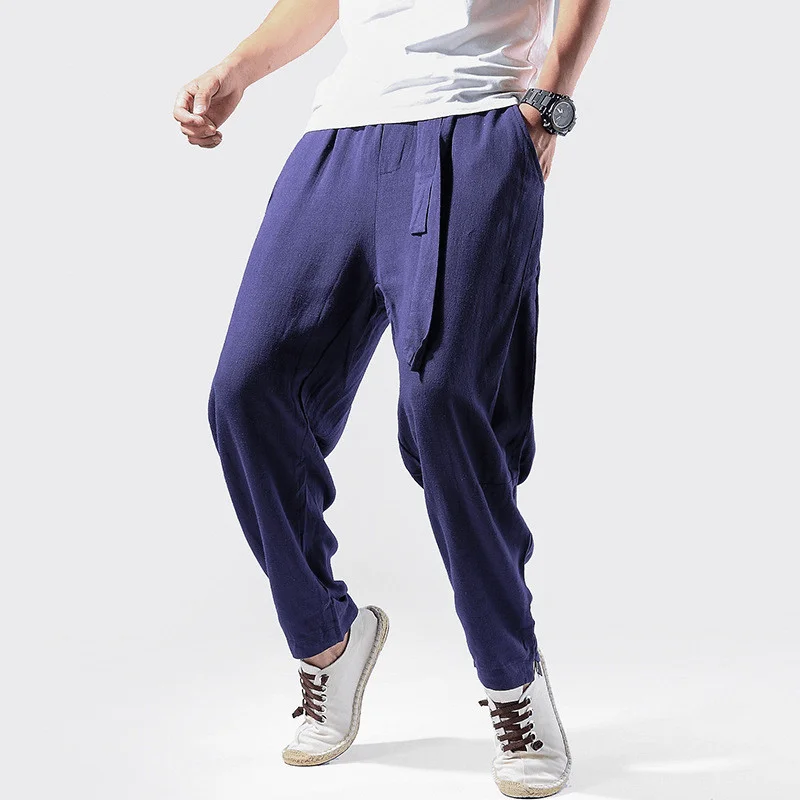 Linen Pants Chinese Style Casual Loose Large Size Harem PantsInsulated Pants