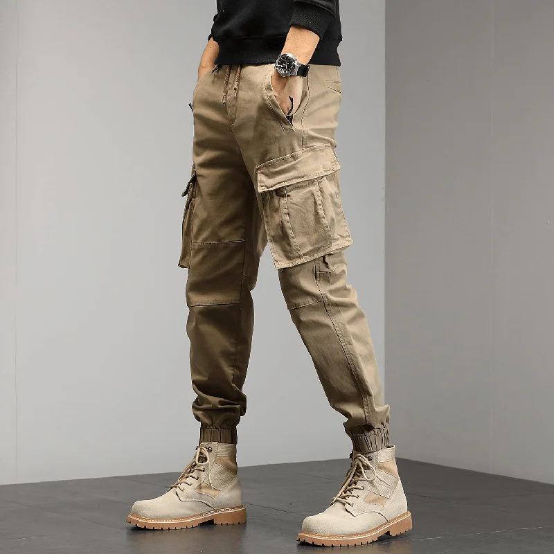 New Style Men'S Casual Pants Overalls with Multi-Pocket Binding FeetRain Pants