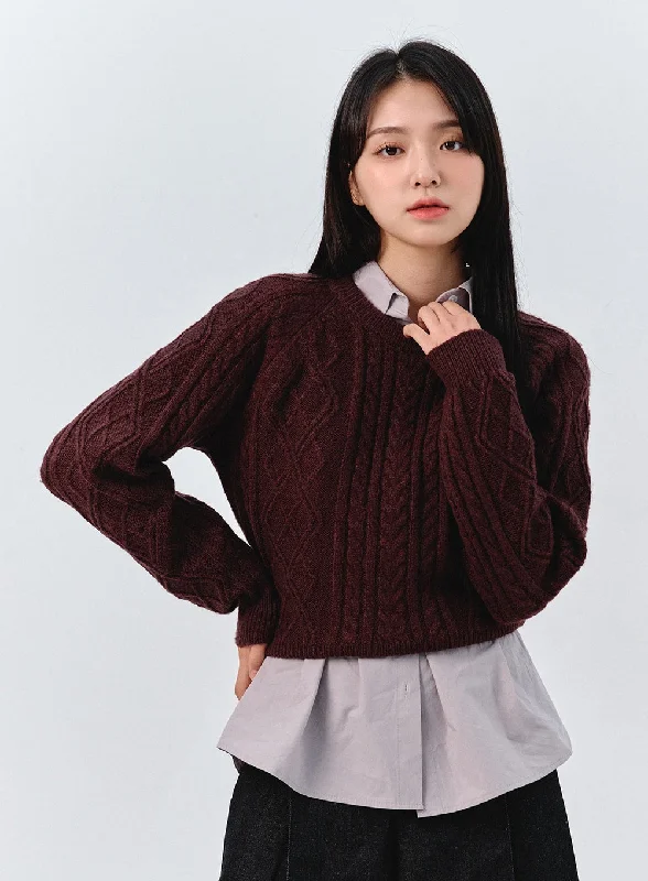 Classic Cable Knit Sweater OO319Knitted Lightweight