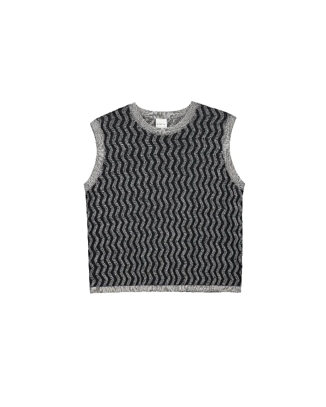 Zig Zag Singlet - Shadow MarleKnitted Tank