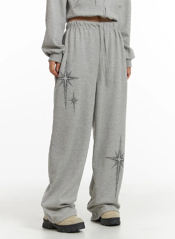 Star Print Straight Leg Sweatpants CJ429Cargos