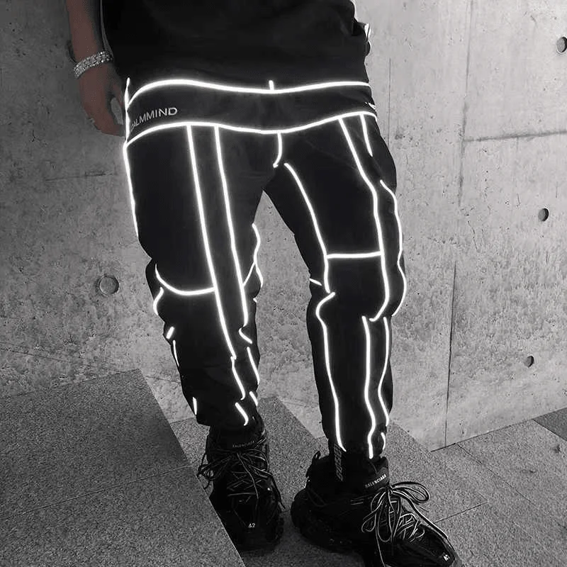 Guochao Reflective Tide Drawstring PantsJoggers