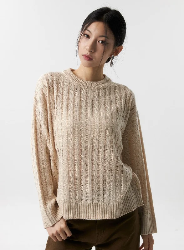 Cozy Cable Knit Sweater IS320Knitted Ribbed