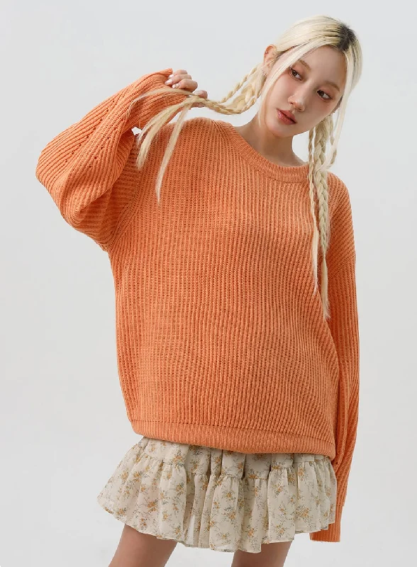 Comfy Loose Fit Knit Sweater IS311Knitted Patterned