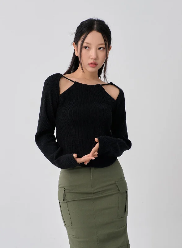 Wide Round Neck Knit T-Shirt CN11Knit Tank