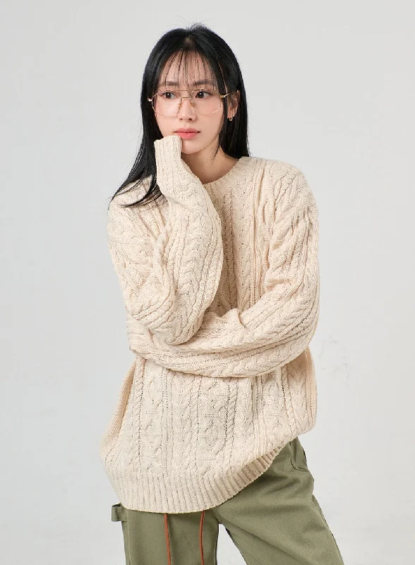 Cozy Cable Knit Sweater OF405Knit Summer