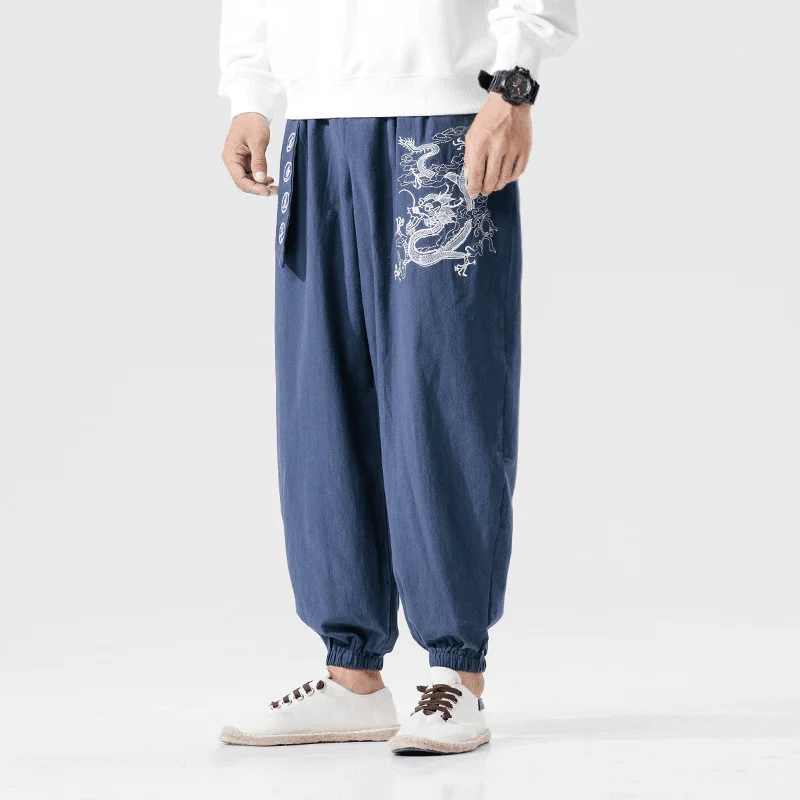 Casual Pants Young Mmen'S Cotton and Linen Casual Pants MenFrayed Pants