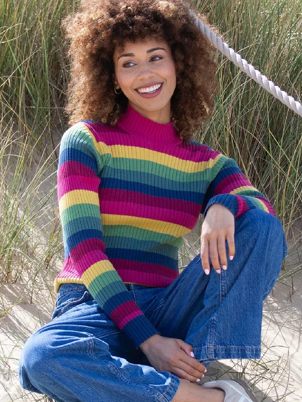 Trigon turtle neck knit top rainbowKnit Solid