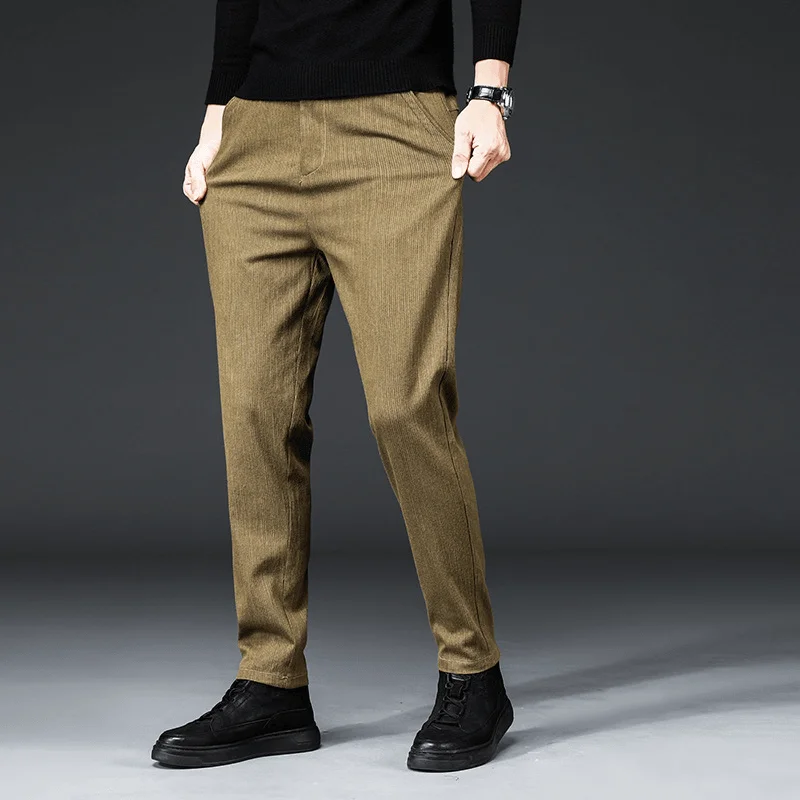 Men'S Slim Straight Autumn and Winter Men'S Casual PantsThermal Pants