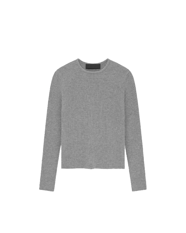 Women's Waffle Fitted Sweater - Dark HeatherKnit Casual