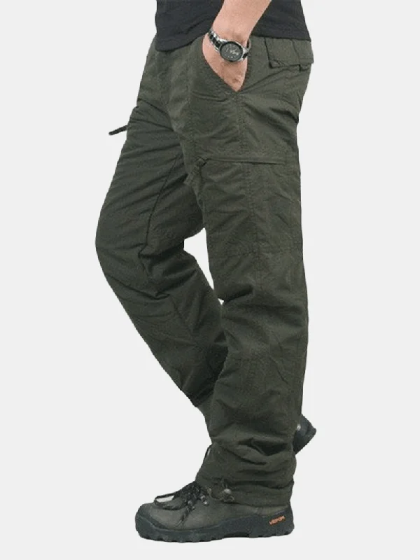 Mens Winter Outdoor Sports Trousers Military Tactical Thick Warm Cargo PantsEmbroidered Pants