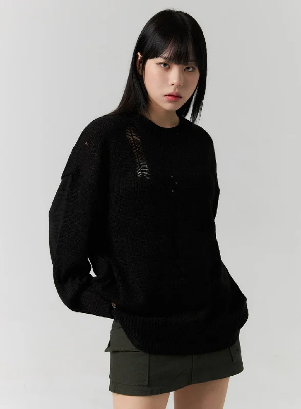 Cozy Destroyed Sweater CS314Knit Cable