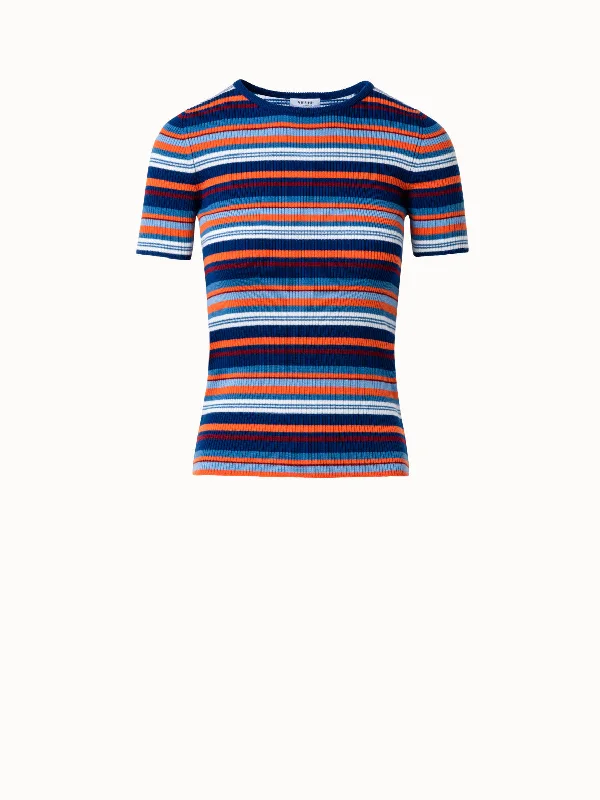 Signature Ribbed Knit T-Shirt with Allover StripesKnit Vest