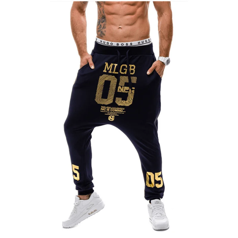 Men'S Harem Pants Alphabet Print Low-Grade Baggy PantsMilitary Pants