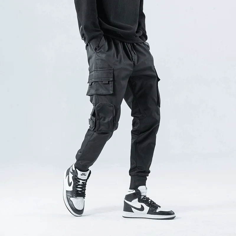 Multi-Pocket Drawstring Pants Men'S Streamer Function Handsome Trendy OverallsCorduroy Pants