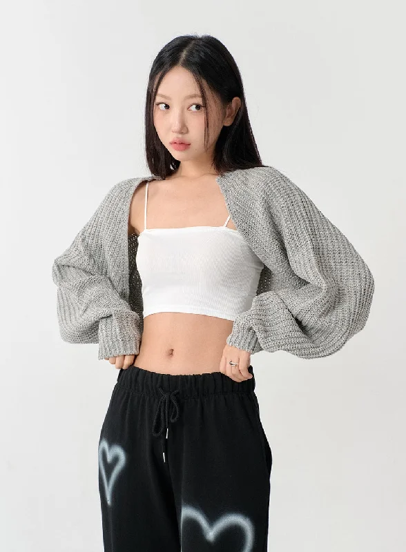 Knit Bolero Shrug C2001Knitted Zip-Up