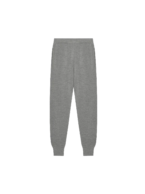 Mens Regenerative Merino Wool Track Pants—grey marlKnitted Lace