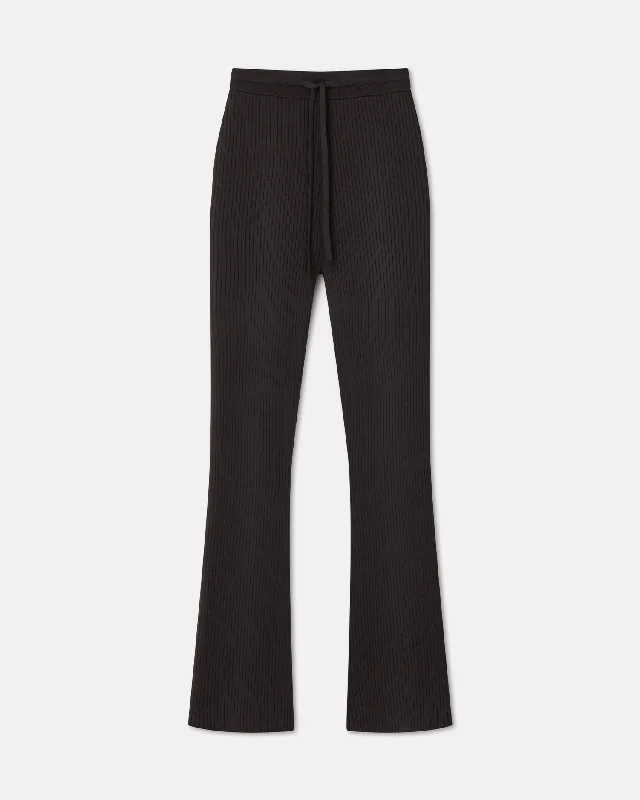 Cornelie - Ribbed-Knit Pants - Dark BrownKnitted Sheer