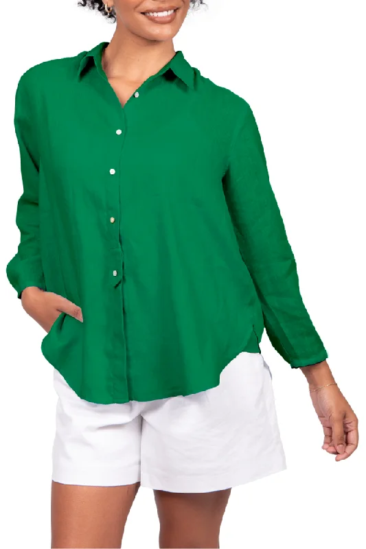 Emerald Green Linen Shirt by Bridge & LordKnit Collared