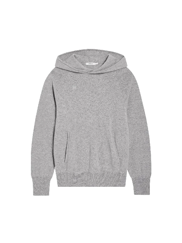 Mens Recycled Cashmere Hoodie—pale grey melangeKnitted Pullover