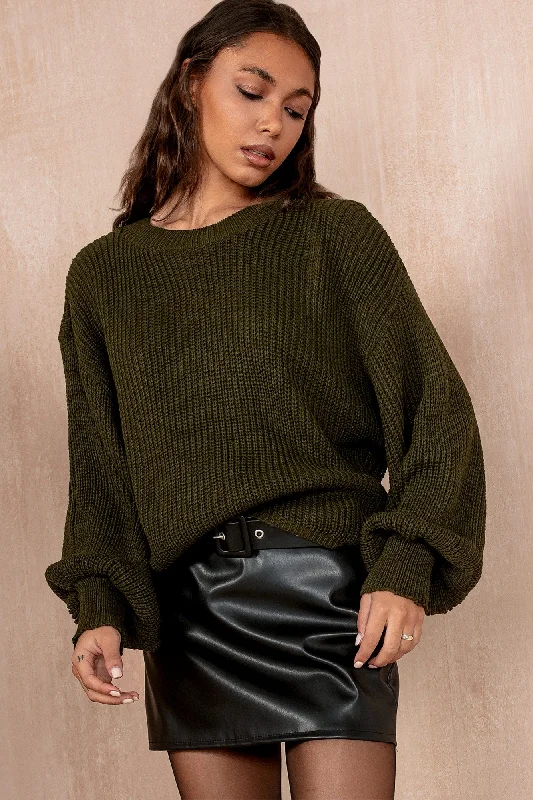 Mandy Khaki Knit JumperKnitted Cable