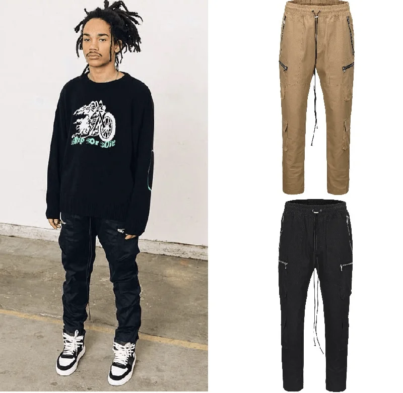 Loose Drawstring Hem-Breasted Multi-Pocket Cargo Casual PantsJeggings