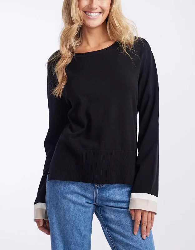 Giselle Lightweight Knit Top - Black/Oat/WhiteKnitted Fine