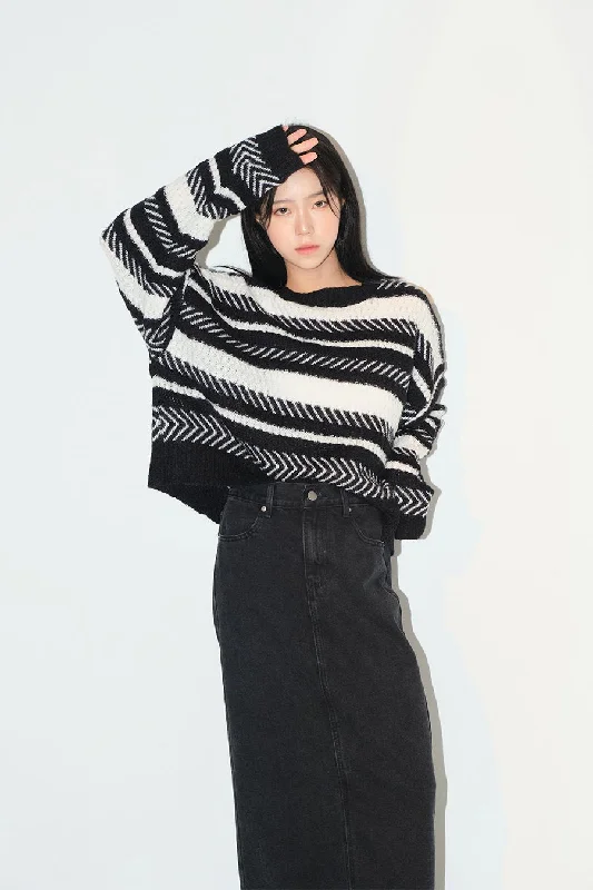 Stripped Knit F14Knit Round Neck