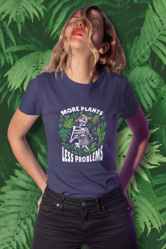 More Plants Less Problems Printed T-shirt for womenDistressed T-Shirts