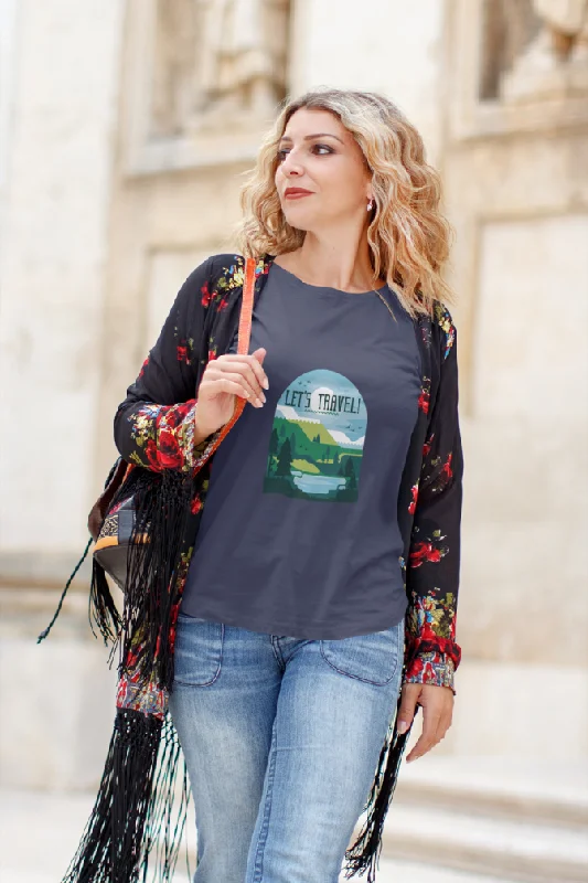 Let'S Travel Printed T-shirt for womenSheer T-Shirts