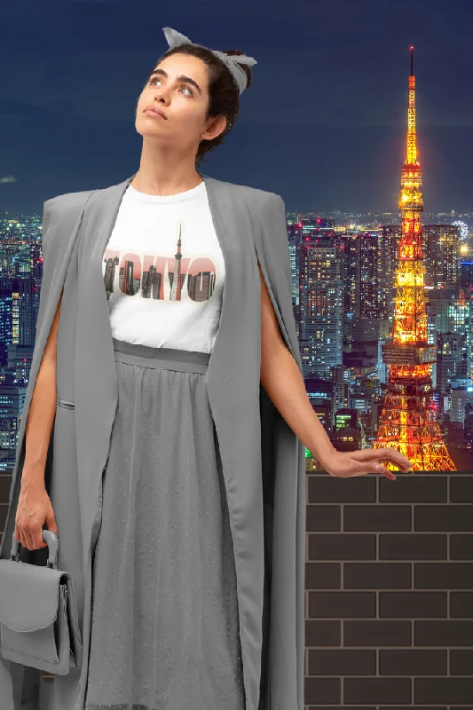 Tokyo Skyline Printed T-shirt for womenMinimalist T-Shirts