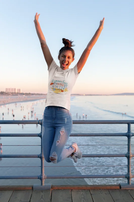 Summer Fun In The Sun White Printed T-shirt for womenReflective T-Shirts