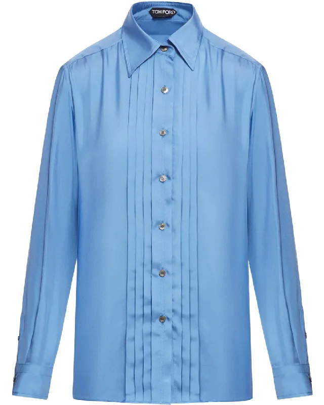 Tom Ford Womens Button Down Shirt In BlueOrganic Cotton Shirts