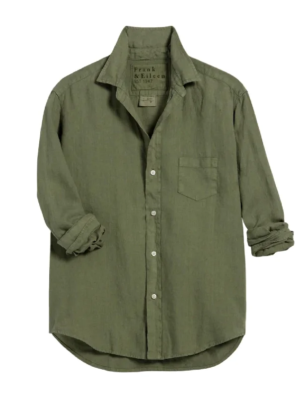 Women's Relaxed Button-Up Shirt In OliveThermal Shirts