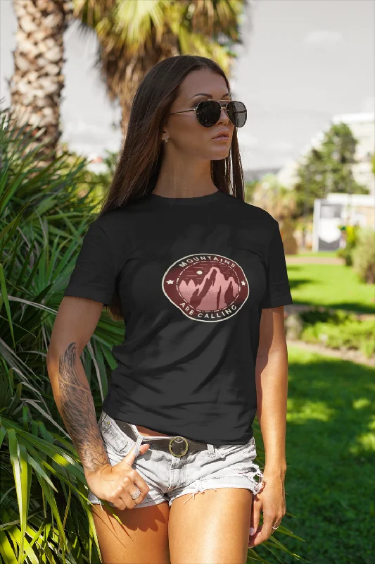 Mountains Are Calling Printed T-shirt for womenSilk T-Shirts