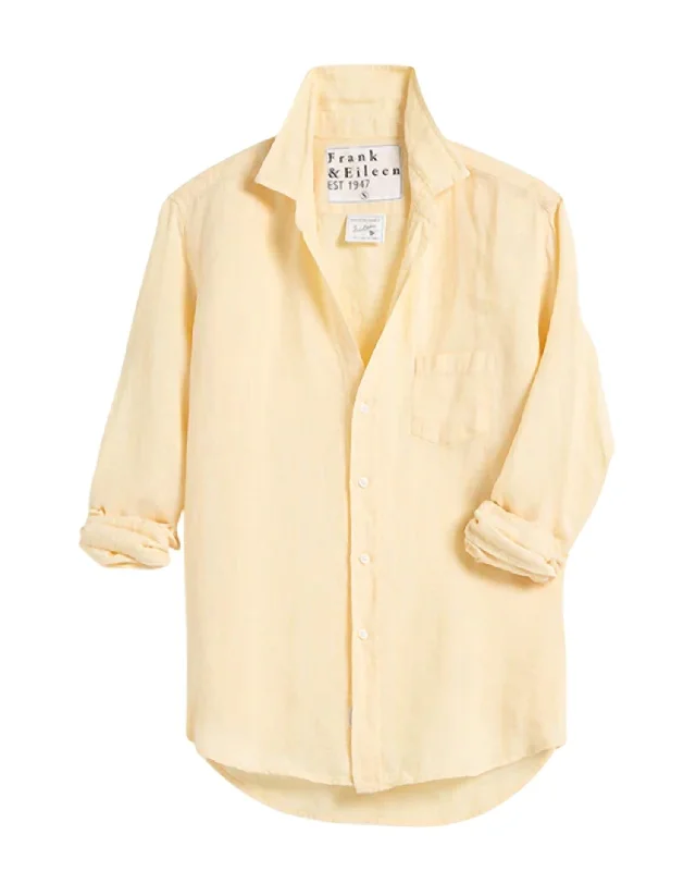 Women's Relaxed Buton Up Shirt In Textured Yellow StripePrinted Shirts